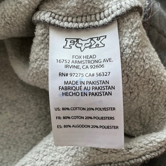 Fox Racing Hoodie Gray Long Sleeve Pullover Sweatshirt Size YL - Picture 4 of 5